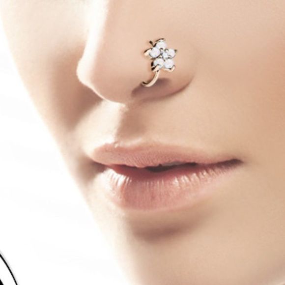 Pink Opal flower nose or cartilage hoop - Picture 8 of 8